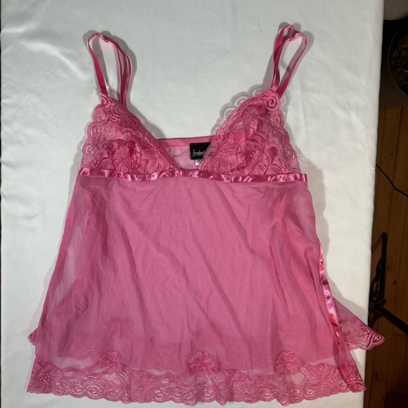 Frederick's of Hollywood Vibrant Pink Lace Chemise - Picture 4 of 13